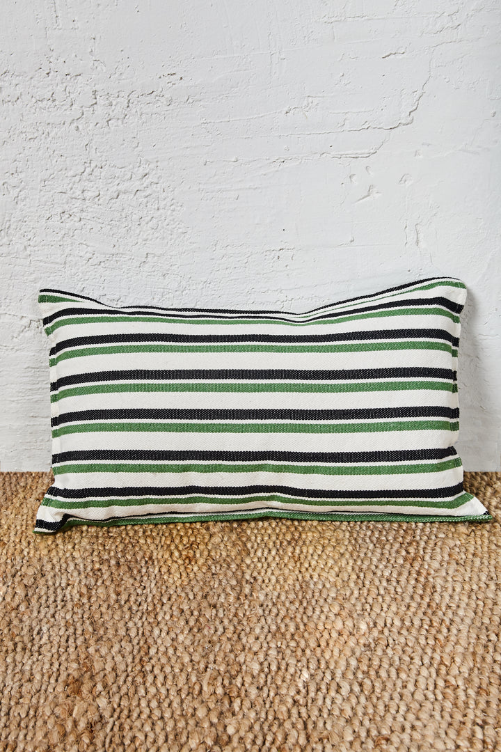 Funda cojín loneta verde y negro 30cmx50cm