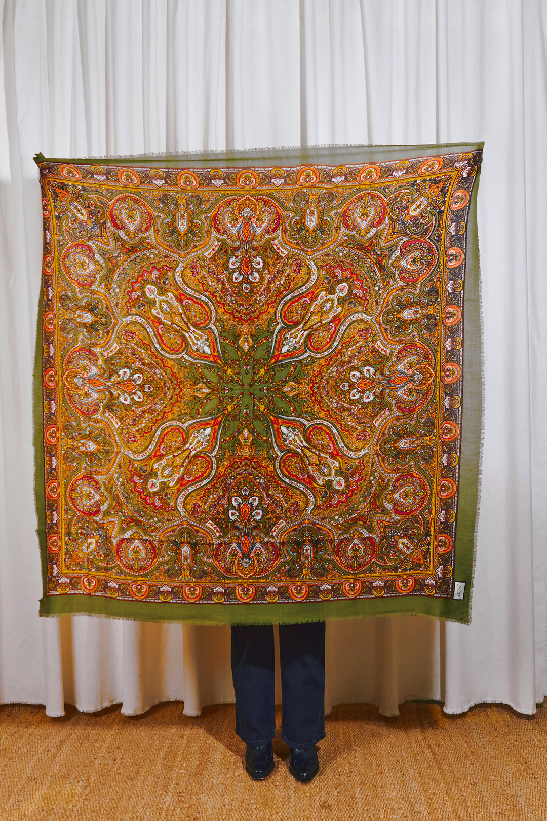 Pañuelo Pañuelo Pisto o Cien Colores verde oliva abierto