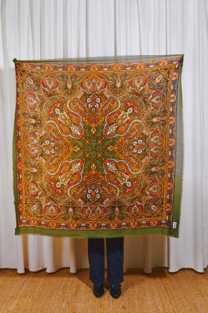 Pañuelo Pañuelo Pisto o Cien Colores verde oliva abierto