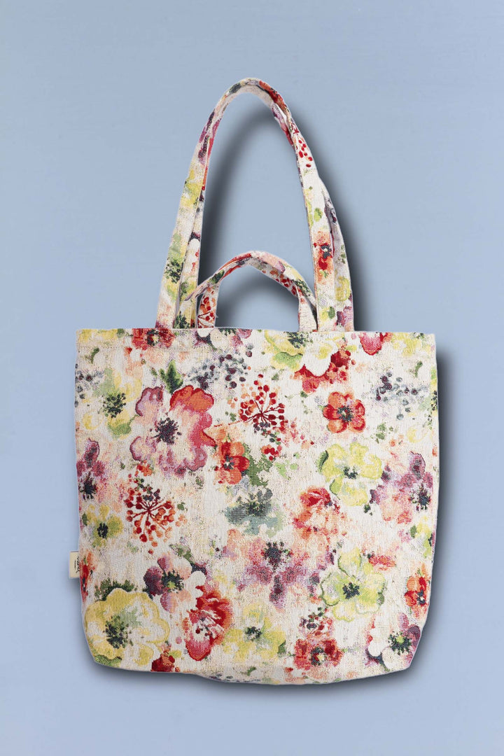 Tote Bag tejido jacquard flores acuarelas superior